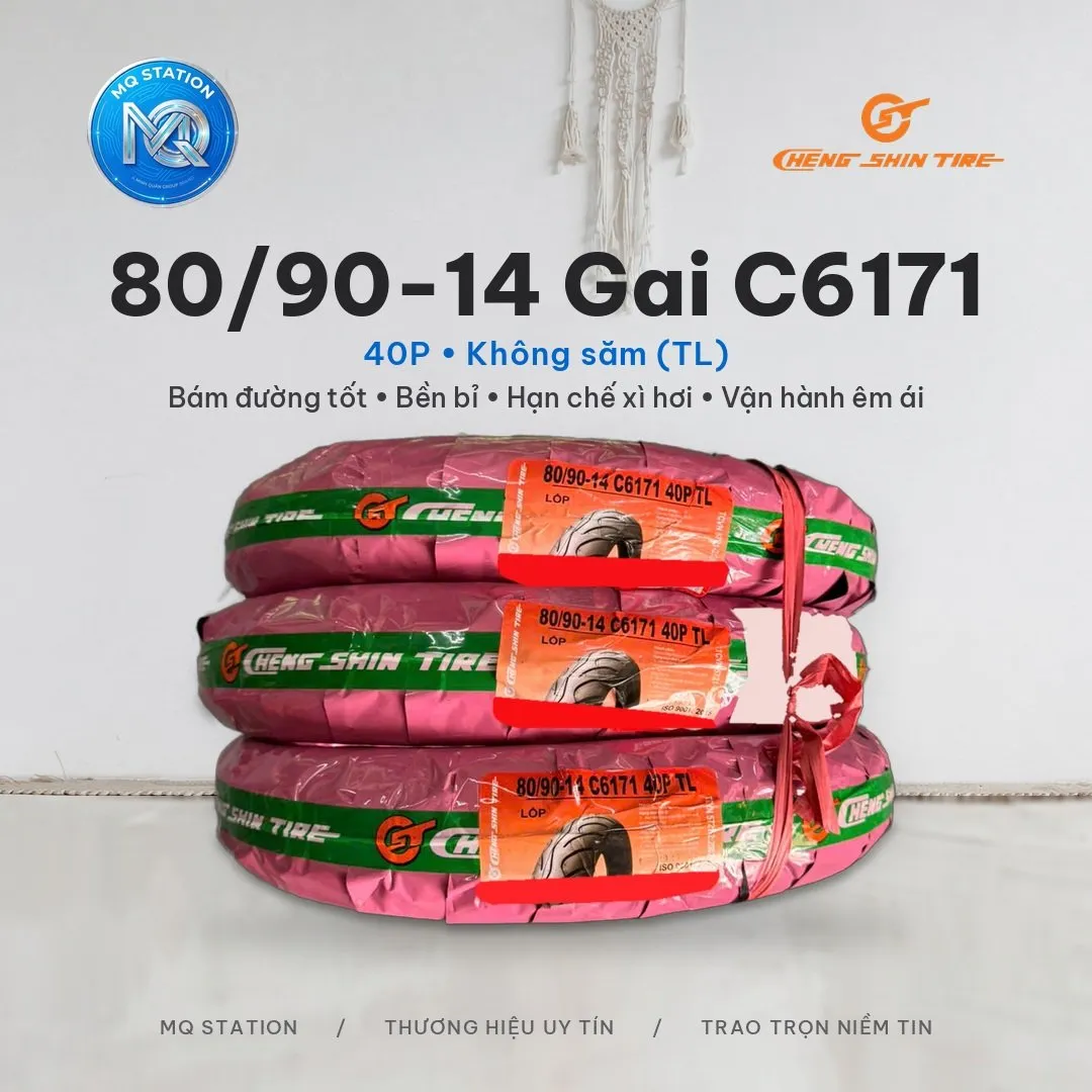 Vỏ lốp trước 80/90-14 không săm (TL) ChengShin – nhiều mã gai
