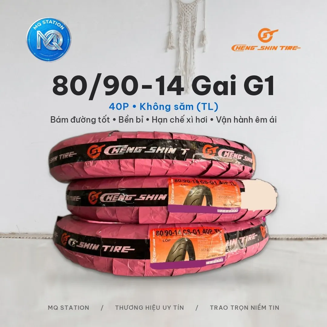 Vỏ lốp trước 80/90-14 không săm (TL) ChengShin – nhiều mã gai
