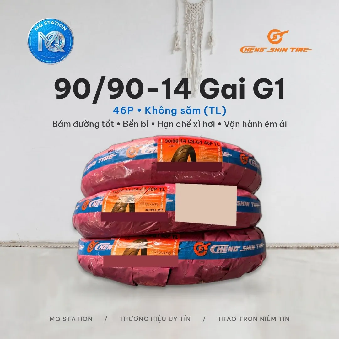Vỏ lốp sau 90/90-14 không săm (TL) ChengShin – nhiều mã gai